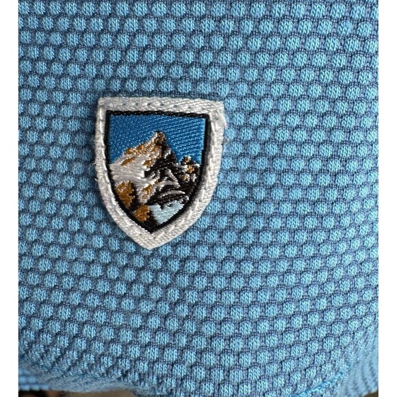 KÜHL Icelandr Polo Shirt Blue Textured Short Sleeve Pockets Men’s Large - Picture 9 of 9